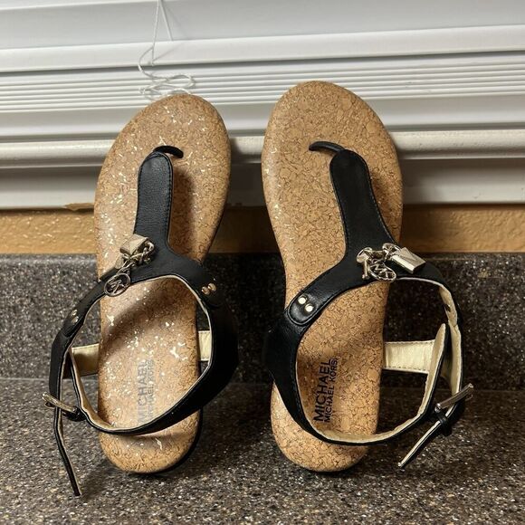 Michael Kors Black Synthetic Thong Sandals Womens/Youth 4 Embellished Sling Back - Picture 4 of 10